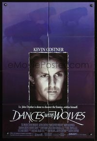 8t211 DANCES WITH WOLVES DS 1sh '90 Kevin Costner & Native American Indians!