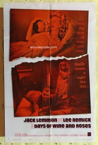 8t227 DAYS OF WINE & ROSES 1sh '63 Blake Edwards, alcoholics Jack Lemmon & Lee Remick!