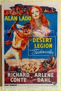 8t239 DESERT LEGION 1sh '53 art of Alan Ladd in the French Foreign Legion & sexy Arlene Dahl!