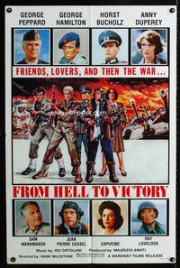 8t327 FROM HELL TO VICTORY 1sh '79 Umberto Lenzi's Contro 4 bandiere, George Hamilton, Peppard!