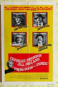 8t328 FROM NOON TILL THREE int'l 1sh '76 4 great images of wanted Charles Bronson!