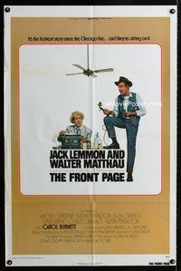 8t330 FRONT PAGE 1sh '75 art of Jack Lemmon & Walter Matthau, directed by Billy Wilder!