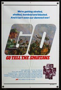 8t356 GO TELL THE SPARTANS 1sh '78 cool art of Burt Lancaster in Vietnam War!