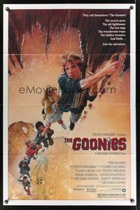 8t364 GOONIES 1sh '85 Josh Brolin, teen adventure classic, Drew Struzan art!