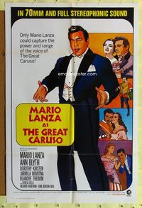 8t372 GREAT CARUSO 1sh R70 full-length artwork of singer Mario Lanza!
