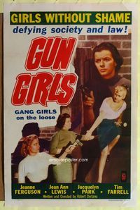 8t384 GUN GIRLS 1sh '57 great images of sexy bad girls on the loose!