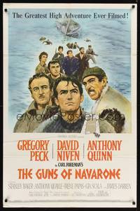 8t388 GUNS OF NAVARONE 1sh '61 Gregory Peck, David Niven & Anthony Quinn by Howard Terpning!