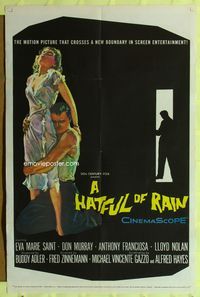 8t402 HATFUL OF RAIN 1sh '57 Fred Zinnemann early drug classic, cool artwork!