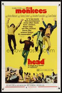 8t404 HEAD 1sh '68 The Monkees, Peter Tork, Davy Jones, Micky Dolenz, Michael Nesmith!