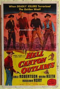 8t408 HELL CANYON OUTLAWS 1sh '57 Dale Robertson, Brian Keith, deadly killer terrorizing The West!
