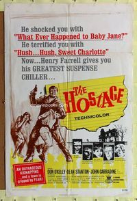 8t424 HOSTAGE 1sh '67 early Harry Dean Stanton, cool action art!