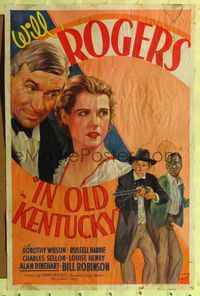 8t445 IN OLD KENTUCKY style A 1sh '35 artwork of Will Rogers, pretty Dorothy Wilson!