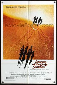 8t453 INVASION OF THE BODY SNATCHERS advance 1sh '78 Kaufman classic remake of deep space invaders!