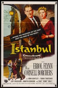 8t457 ISTANBUL 1sh '57 Errol Flynn & Cornell Borchers in Turkey's city of a thousand secrets!