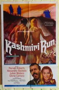 8t477 KASHMIRI RUN 1sh '70 John Peyser directed, art of naked couple on the run!
