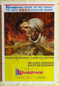 8t480 KHARTOUM style A 1sh '66 Cinerama, Charlton Heston, Laurence Olivier!