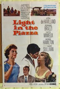 8t511 LIGHT IN THE PIAZZA 1sh '61 Olivia De Havilland, Yvette Mimieux, Rossano Brazzi, Hamilton!