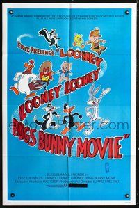 8t524 LOONEY, LOONEY, LOONEY, BUGS BUNNY MOVIE 1sh '81 cool art of classic cartoon characters!