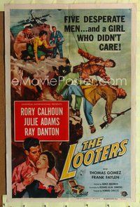 8t525 LOOTERS 1sh '55 Rory Calhoun and Julie Adams trapped on mountain, a girl who didn't care!