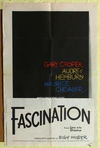 8t534 LOVE IN THE AFTERNOON 1sh '57 Fascination, Billy Wilder, Gary Cooper, Audrey Hepburn!