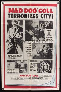 8t543 MAD DOG COLL 1sh '61 gangster maniac with machine gun John Chandler terrorizes city!