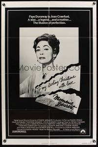 8t592 MOMMIE DEAREST 1sh '81 great portrait of Faye Dunaway as Joan Crawford!