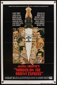 8t613 MURDER ON THE ORIENT EXPRESS 1sh '74 Agatha Christie, great art of cast by Richard Amsel!