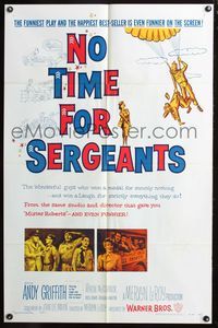 8t633 NO TIME FOR SERGEANTS 1sh '58 Andy Griffith, wacky Air Force paratrooper artwork!