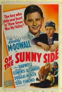8t646 ON THE SUNNY SIDE 1sh '42 Roddy McDowall, who stole your heart in How Green Was My Valley!