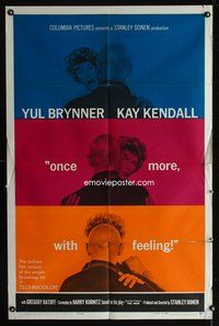8t649 ONCE MORE WITH FEELING 1sh '60 three romantic close ups of Yul Brynner & Kay Kendall!