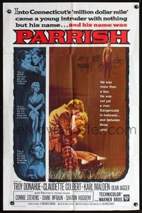 8t674 PARRISH 1sh '61 art of Troy Donahue passionately kissing pretty Connie Stevens!