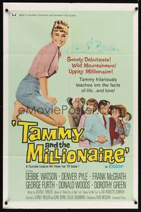 8t846 TAMMY & THE MILLIONAIRE 1sh '67 pretty Debbie Watson learns facts of love, from the TV show!
