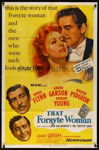 8t861 THAT FORSYTE WOMAN 1sh '49 art of Errol Flynn, Greer Garson, Walter Pidgeon & Robert Young!