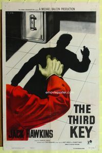 8t872 THIRD KEY 1sh '57 cool art of thief about to break into safe!