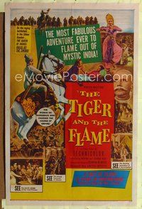 8t880 TIGER & THE FLAME 1sh '55 the most fabulous adventure ever to flame out of mystic India!