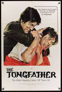 8t890 TONGFATHER 1sh '74 cool title & art, gorier than The Godfather, Kung-Fu Terror!