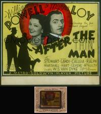 8v023 AFTER THE THIN MAN glass slide '36 William Powell, Myrna Loy & Asta the dog too!