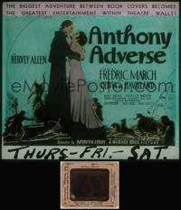 8v024 ANTHONY ADVERSE glass slide '36 full-length Fredric March & Olivia de Havilland embracing!