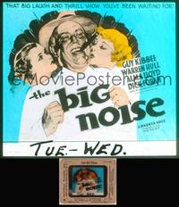 8v026 BIG NOISE glass slide '36 art of Guy Kibbee being kissed by two pretty girls!