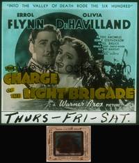 8v030 CHARGE OF THE LIGHT BRIGADE glass slide '36 Errol Flynn, Olivia De Havilland, Michael Curtiz