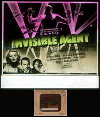 8v041 INVISIBLE AGENT glass slide '42 fx image of invisible man with WWII airplanes, Peter Lorre