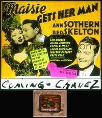 8v051 MAISIE GETS HER MAN glass slide '42 Red Skelton laughing & with sexy Ann Sothern!