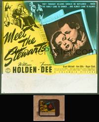 8v054 MEET THE STEWARTS glass slide '42 close-up of William Holden & Frances Dee!