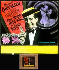 8v056 ONE HOUR WITH YOU glass slide '32 Maurice Chevalier, Jeanette MacDonald, Cukor & Lubitsch