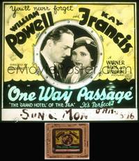 8v057 ONE WAY PASSAGE glass slide '32 William Powell & Kay Francis in the Grand Hotel of the seas!