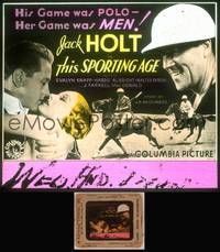 8v070 THIS SPORTING AGE glass slide '32 Jack Holt has the man who seduced his daughter killed!