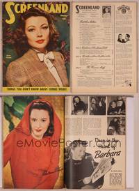 8v142 SCREENLAND magazine October 1946, c/u of Gene Tierney by Frank Powolny from Razor's Edge!