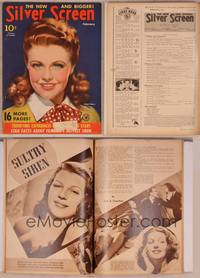 8v098 SILVER SCREEN magazine February 1941, great art portrait of Ginger Rogers by Marland Stone!