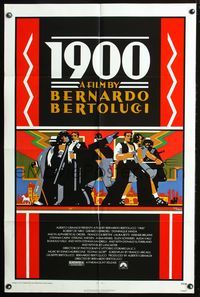 8w005 1900 1sh '77 Bernardo Bertolucci, Robert De Niro, cool Doug Johnson art!