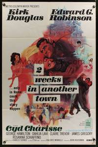8w008 2 WEEKS IN ANOTHER TOWN 1sh '62 cool art of Kirk Douglas & sexy Cyd Charisse by Bart Doe!
